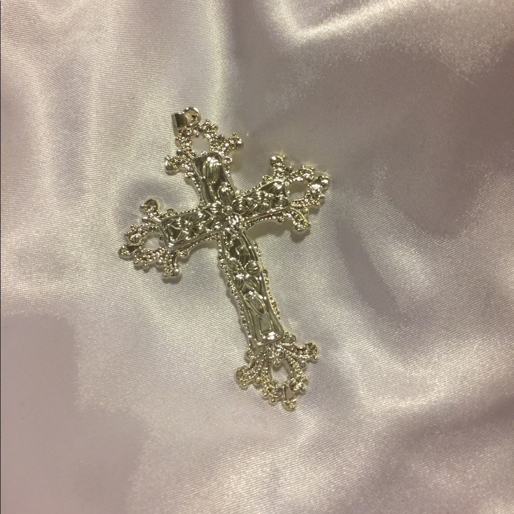 🦋925 Sterling Silver 3.75” Cross Pendent No Chain